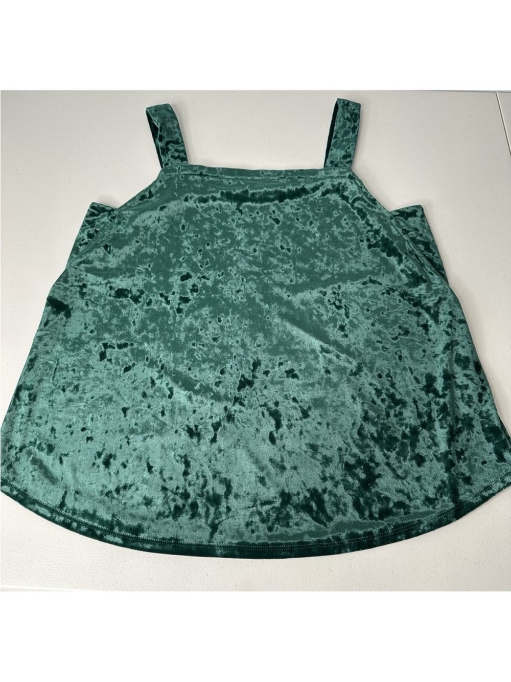 J Jill Crushed Velvet Tank Top Size M Green Square Neck Layering Emerald